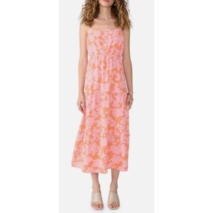 Social Standard By Sanctuary Smocked Back Dress Pink & Orange Size XL